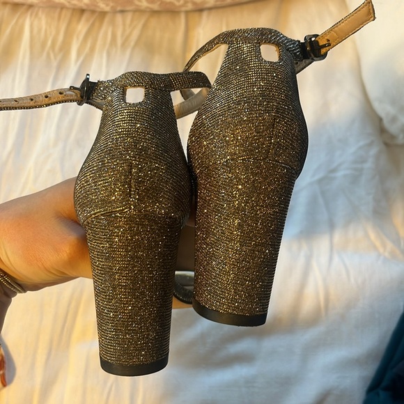 Stuart Weitzman Nudistcurve Glitter Block-Heel Sandals - 6 - Picture 9 of 10